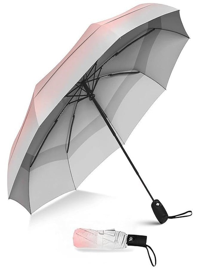 LACOSSI Travel Umbrella for women ^ 3 fold Automatic Open Travel Umbrella, UV Coated Umbrella,Auto Open and Close Small Folding Umbrella,Windproof Umberalla Large for Man,Women (Pink Grey) - Image 1